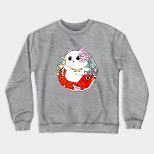 Cat and koi fish Crewneck Sweatshirt